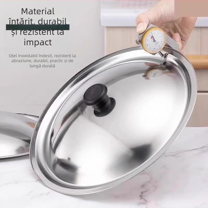Capac din oțel inoxidabil, universal pentru oale și wok, model Regular Fit, marcă Friendly