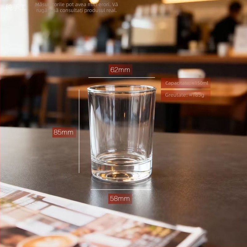 Pahar cilindric din sticlă rezistentă la temperaturi înalte, din sticlă sodiu-calciu, cu un singur strat, cu logo imprimat, pentru restaurante și uz casnic