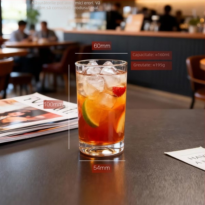 Pahar cilindric din sticlă rezistentă la temperaturi înalte, din sticlă sodiu-calciu, cu un singur strat, cu logo imprimat, pentru restaurante și uz casnic