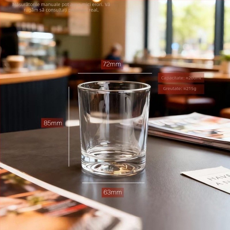 Pahar cilindric din sticlă rezistentă la temperaturi înalte, din sticlă sodiu-calciu, cu un singur strat, cu logo imprimat, pentru restaurante și uz casnic