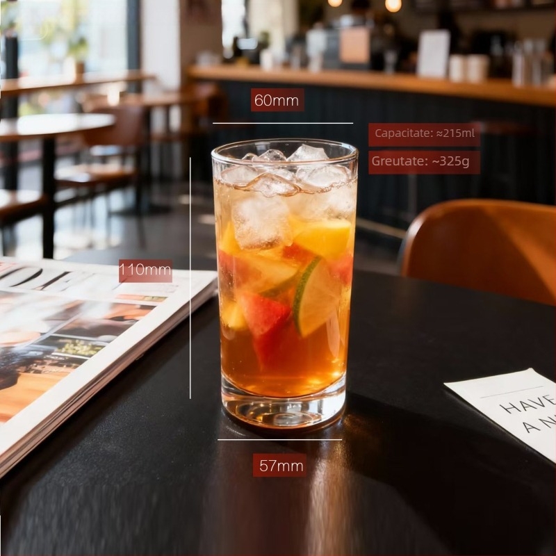 Pahar cilindric din sticlă rezistentă la temperaturi înalte, din sticlă sodiu-calciu, cu un singur strat, cu logo imprimat, pentru restaurante și uz casnic