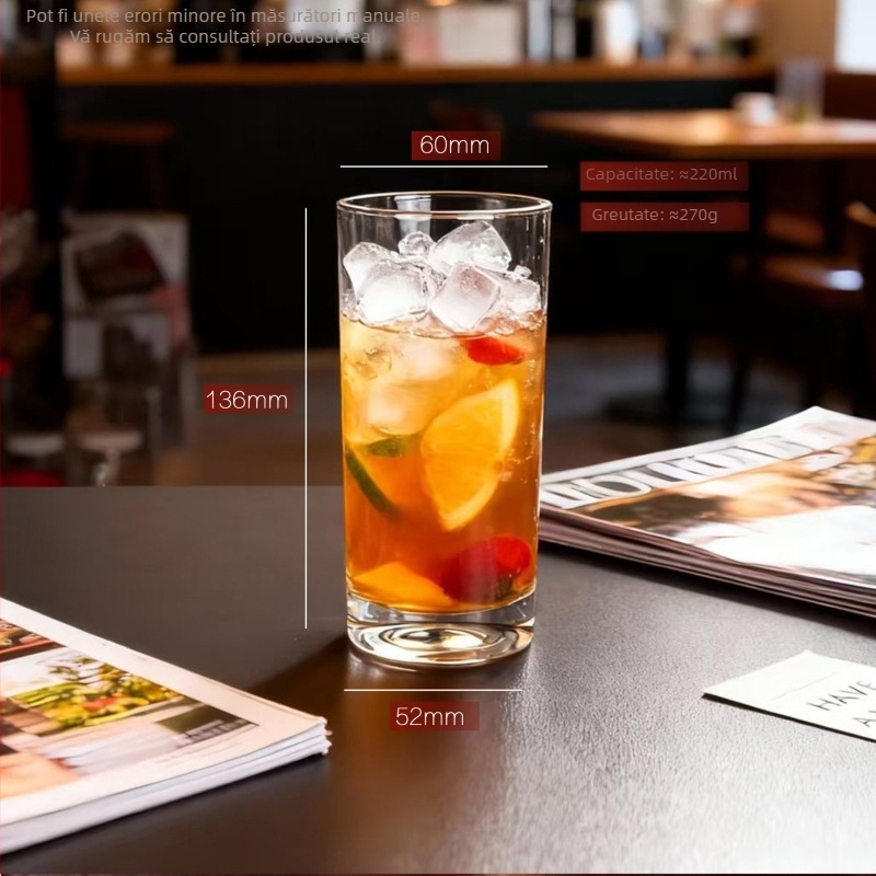 Pahar cilindric din sticlă rezistentă la temperaturi înalte, din sticlă sodiu-calciu, cu un singur strat, cu logo imprimat, pentru restaurante și uz casnic