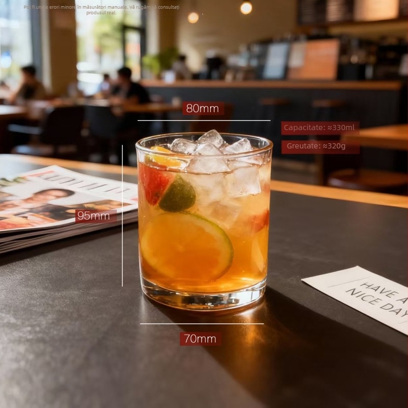 Pahar cilindric din sticlă rezistentă la temperaturi înalte, din sticlă sodiu-calciu, cu un singur strat, cu logo imprimat, pentru restaurante și uz casnic