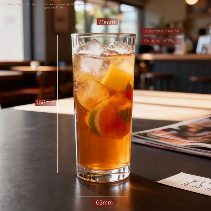 Pahar cilindric din sticlă rezistentă la temperaturi înalte, din sticlă sodiu-calciu, cu un singur strat, cu logo imprimat, pentru restaurante și uz casnic