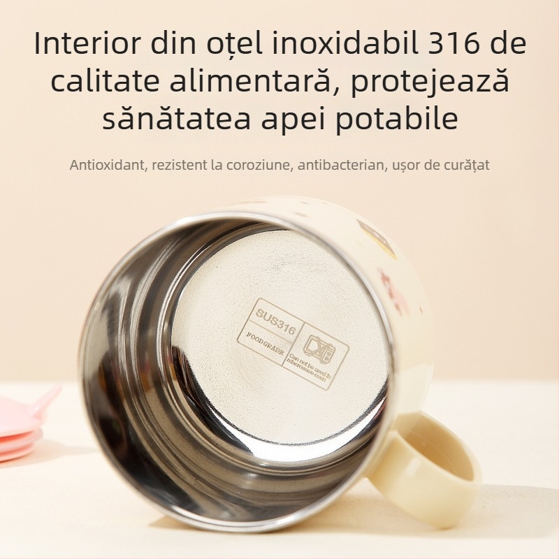 One Wheat cană de lapte pentru copii din oțel inoxidabil 316 – stil drăguț, rezistent la căderi