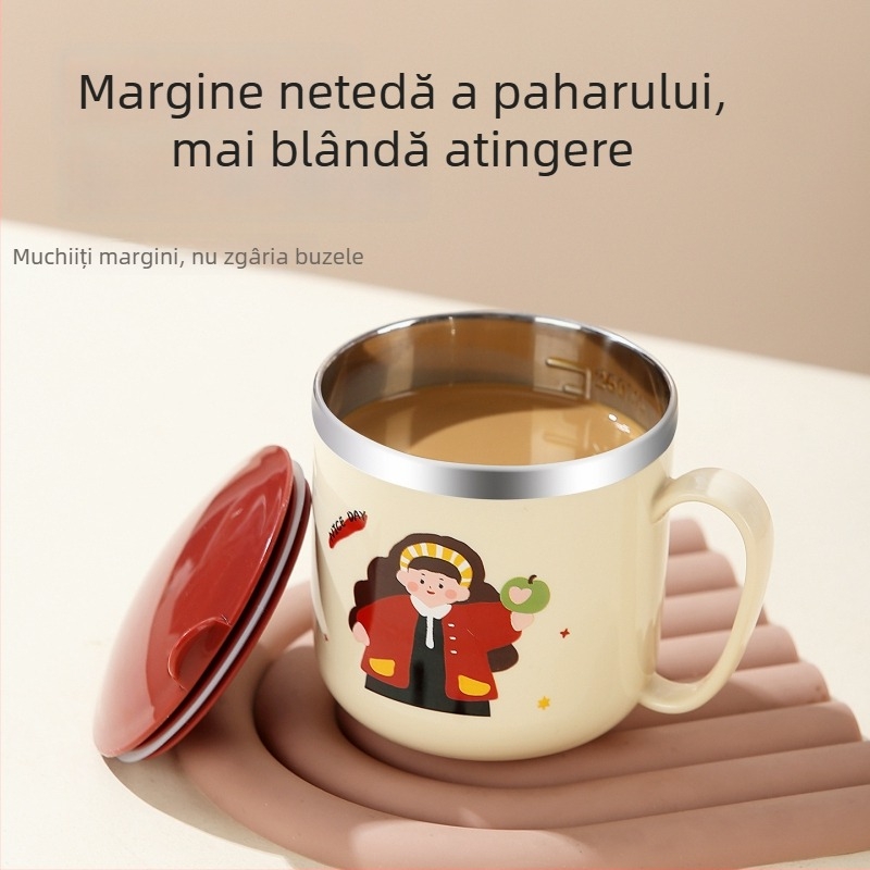 One Wheat cană de lapte pentru copii din oțel inoxidabil 316 – stil drăguț, rezistent la căderi