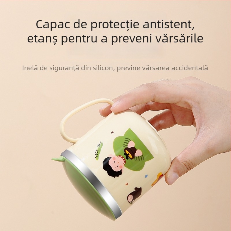 One Wheat cană de lapte pentru copii din oțel inoxidabil 316 – stil drăguț, rezistent la căderi