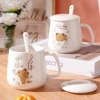 Cană ceramică cilindrică, cu capac și lingură, pentru uz casnic