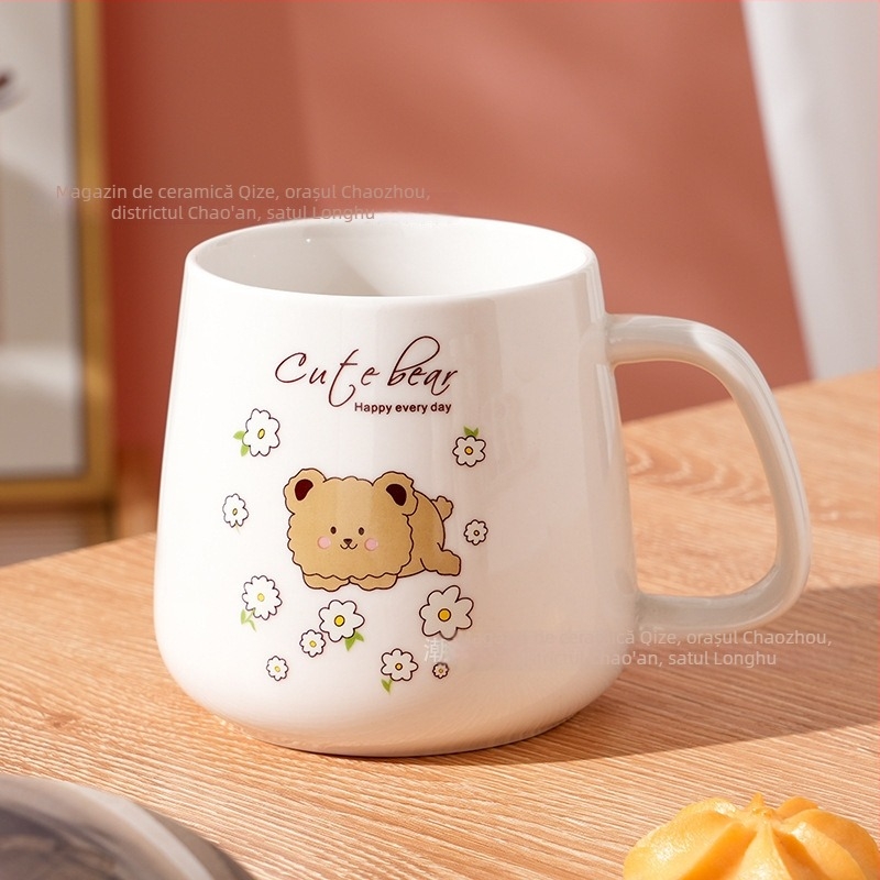 Cană ceramică cilindrică, cu capac și lingură, pentru uz casnic