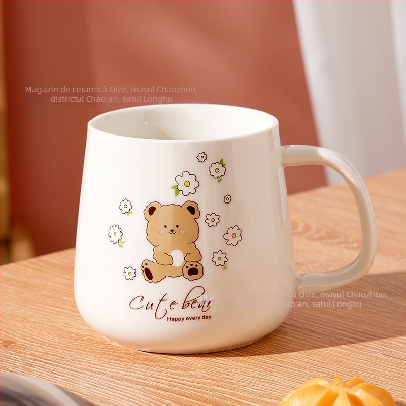 Cană ceramică cilindrică, cu capac și lingură, pentru uz casnic