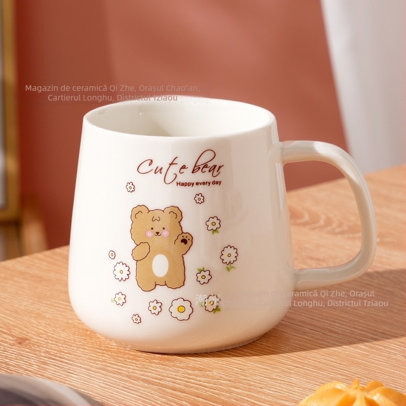 Cană ceramică cilindrică, cu capac și lingură, pentru uz casnic