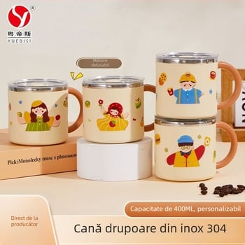 Cană din oțel inoxidabil 304, cu pereți dubli, capac, portabil