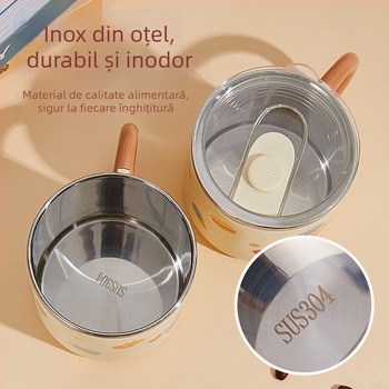 Cană din oțel inoxidabil 304, cu pereți dubli, capac, portabil