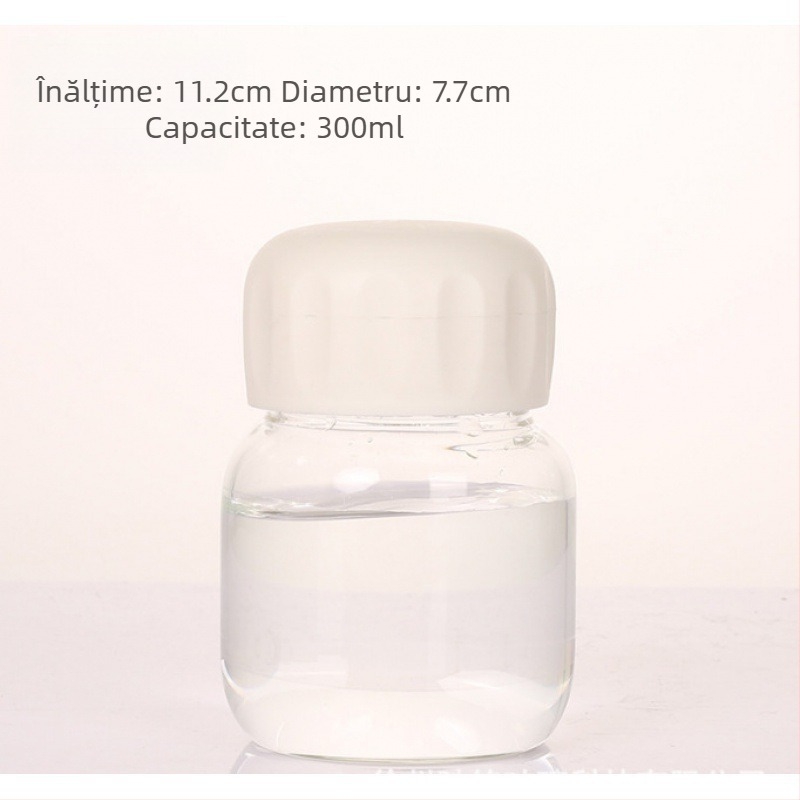 Pahar de apă din sticlă cu capac, design modern minimalist, imprimare logo, sticlă simplă cu un singur strat, rezistent la temperaturi înalte