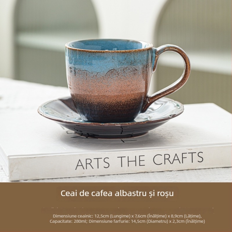 Ceașcă ceramică de cafea, model Kiln-Color, cu mâner, rezistență la temperaturi înalte, personalizare disponibilă