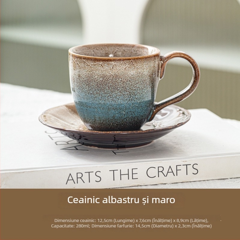 Ceașcă ceramică de cafea, model Kiln-Color, cu mâner, rezistență la temperaturi înalte, personalizare disponibilă