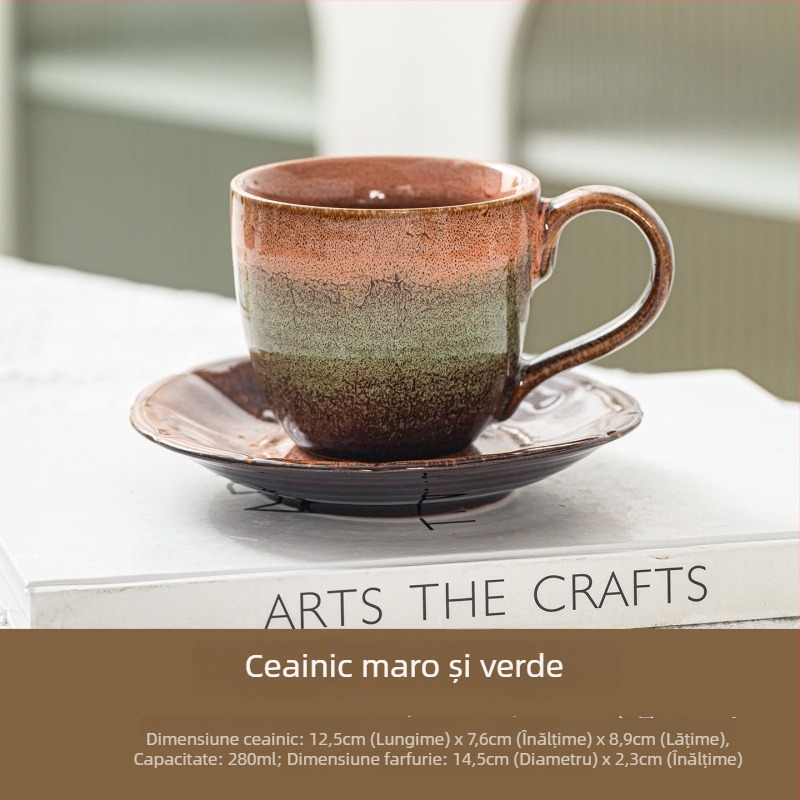 Ceașcă ceramică de cafea, model Kiln-Color, cu mâner, rezistență la temperaturi înalte, personalizare disponibilă