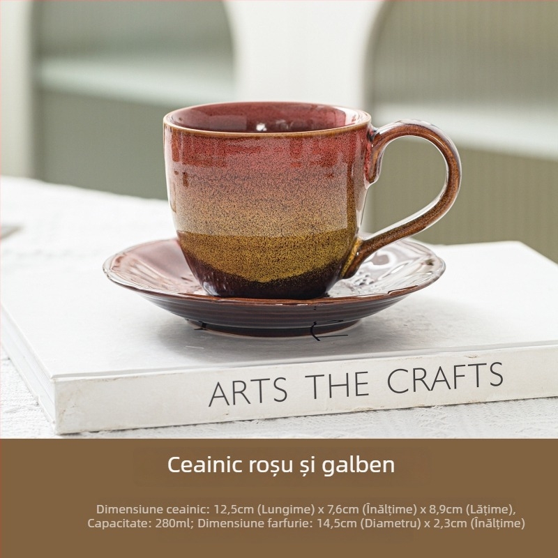 Ceașcă ceramică de cafea, model Kiln-Color, cu mâner, rezistență la temperaturi înalte, personalizare disponibilă