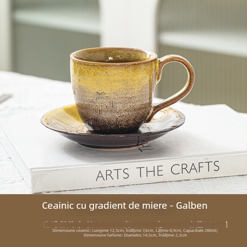 Ceașcă ceramică de cafea, model Kiln-Color, cu mâner, rezistență la temperaturi înalte, personalizare disponibilă