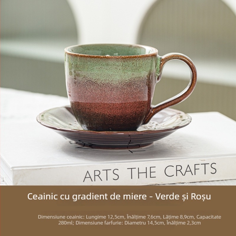 Ceașcă ceramică de cafea, model Kiln-Color, cu mâner, rezistență la temperaturi înalte, personalizare disponibilă