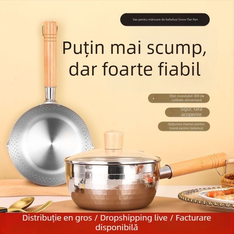 Oală de lapte din oțel inoxidabil 304, stil japonez, fără acoperire, cu steamer și capac de sticlă, fund unic, model 5485754