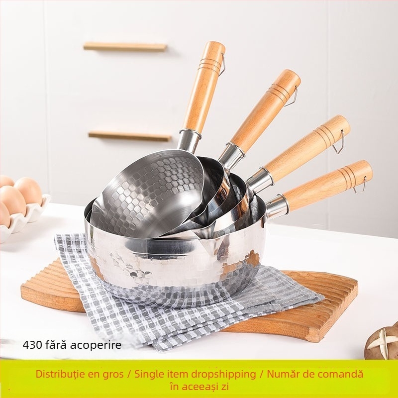 Oală de lapte din oțel inoxidabil 304, stil japonez, fără acoperire, cu steamer și capac de sticlă, fund unic, model 5485754