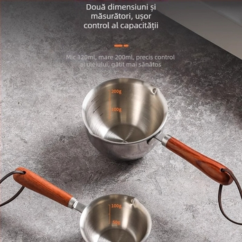 Oală de turnare a uleiului din oțel inoxidabil, model 8248, fund plat, fără capac, compatibilă cu aragazuri universale