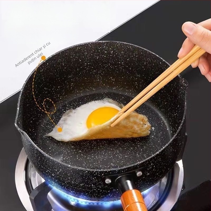 Oală de lapte din fier, cu strat antiaderent, model NG001, capac din sticlă temperată