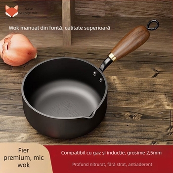 Tigaie din fier forjat pentru ulei încins, adâncime 5,5 cm, greutate 1 kg, compatibilă cu plita universală