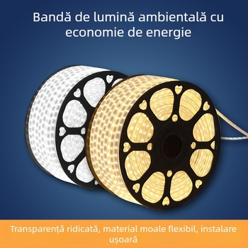 Bandă LED 5730, impermeabilă pentru exterior, 220V, 120 LED-uri, intensitate reglabilă