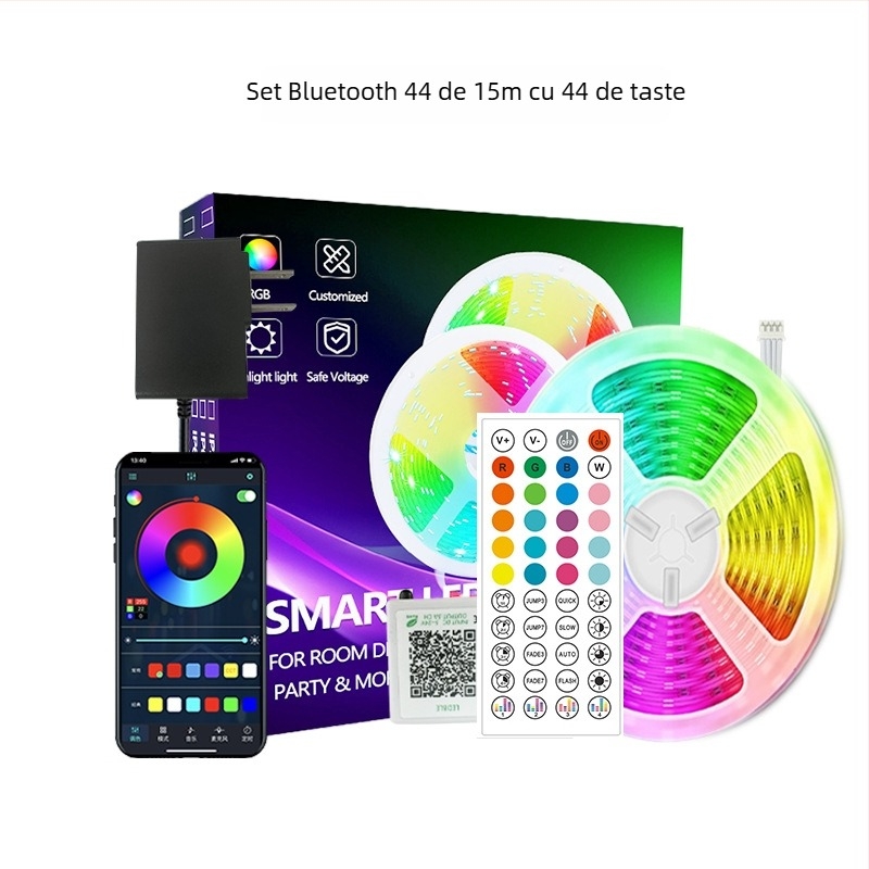 Bandă LED RGB Magic, model 3535RGB, 24V, 5W/m, control WiFi/Bluetooth cu reglajul intensității luminii