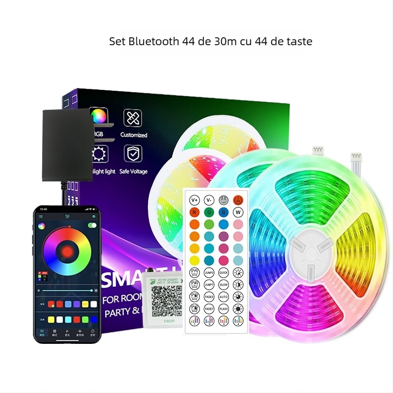 Bandă LED RGB Magic, model 3535RGB, 24V, 5W/m, control WiFi/Bluetooth cu reglajul intensității luminii