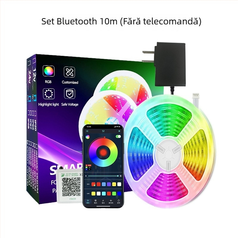 Bandă LED RGB Magic, model 3535RGB, 24V, 5W/m, control WiFi/Bluetooth cu reglajul intensității luminii