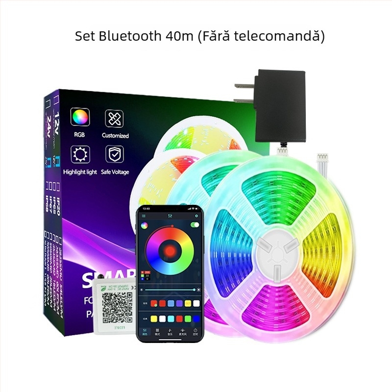 Bandă LED RGB Magic, model 3535RGB, 24V, 5W/m, control WiFi/Bluetooth cu reglajul intensității luminii
