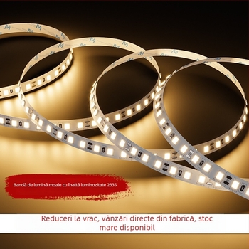 Bandă LED autoadezivă, 24V, 120 LED, model 2835, fascicul de 120°, 25 lm pe LED