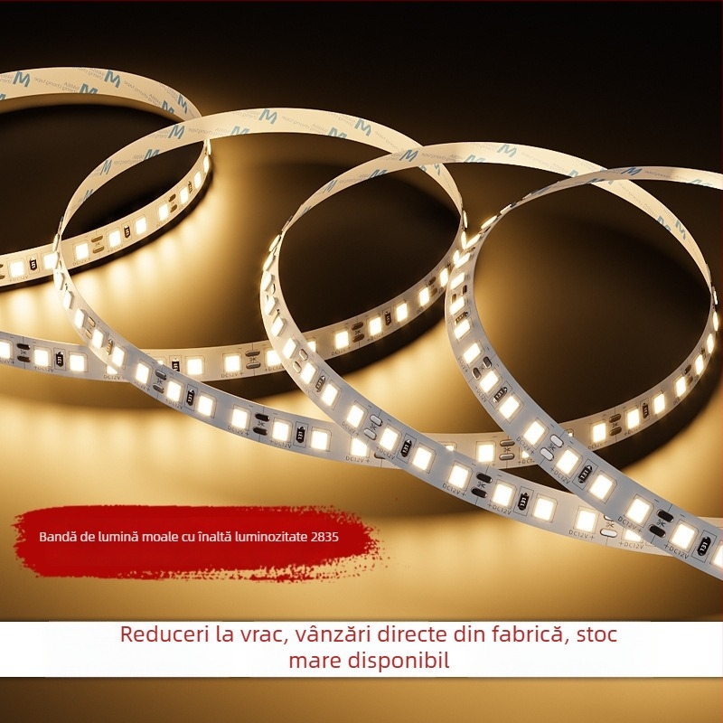 Bandă LED autoadezivă, 24V, 120 LED, model 2835, fascicul de 120°, 25 lm pe LED