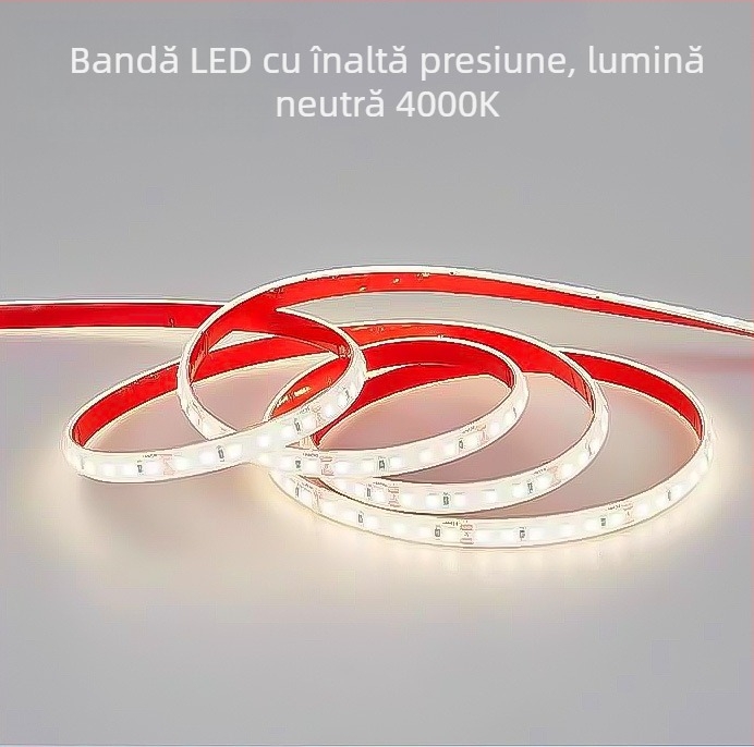 Bandă LED 220V, cipuri 2835, 120 LED, unghi fascicul 180°, impermeabilă
