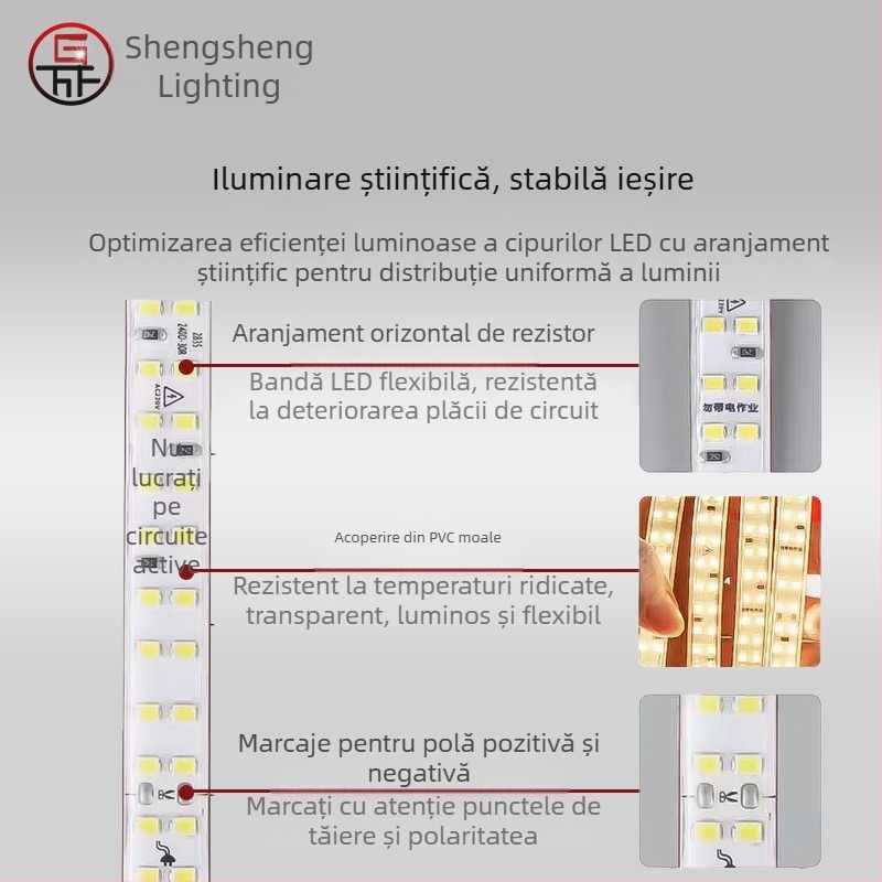 Bandă LED 220V, cipuri 2835, 120 LED, unghi fascicul 180°, impermeabilă