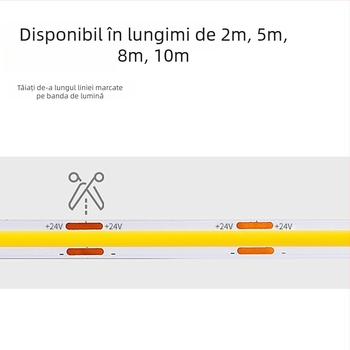 Bandă de iluminare COB, 120 LED, tensiune de intrare 24V, putere 5W, unghi fascicul 100°