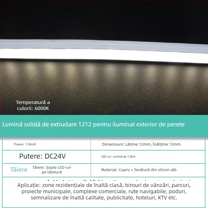 Bandă LED exterioară rezistentă la apă pentru iluminat pereți, 18W, 2835 LED, 56/m, fascicul 30°