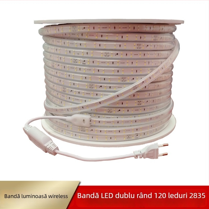 Bandă LED 2835, 220V, dublu rând, 120 LED-uri, Sanan LED cipuri