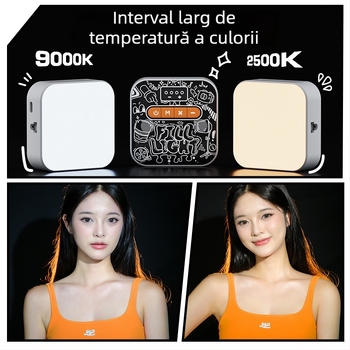 Lumină portabilă pentru fotografiat M25, telefoane mobile și camere — 3,7V, baterie 18650, reglabilă, intensitate reglabilă.