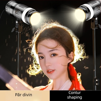 Lumină portabilă pentru fotografie cu LED COB, 6500K alb rece, reglabilă intensitate, soclu E27, 24V/3A