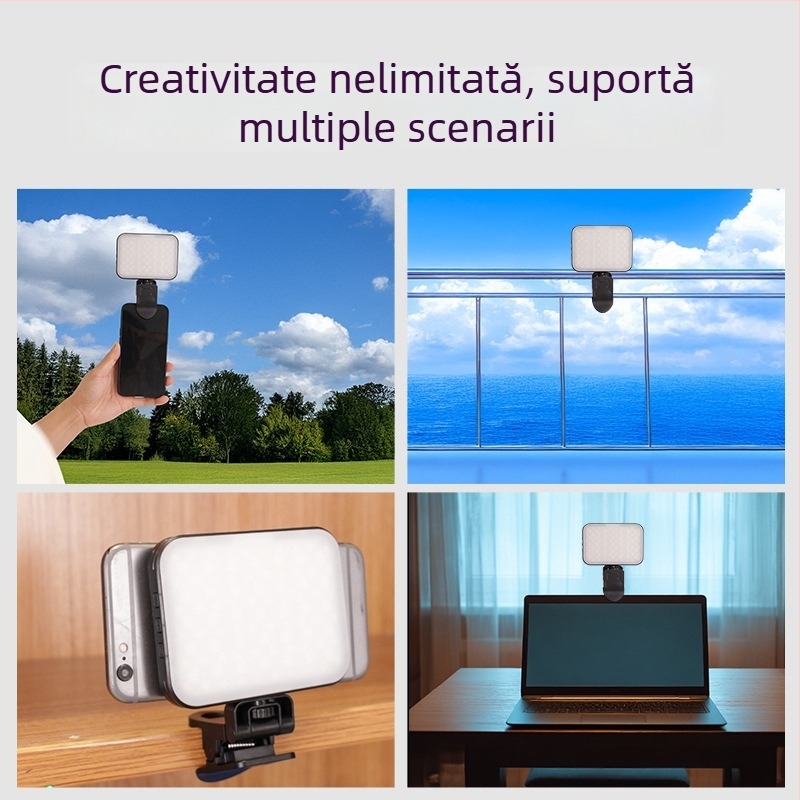 Lumină LED magnetică pentru telefoane mobile, iluminator portabil pentru live și selfie, 5W, baterie încorporată, model W80RGB