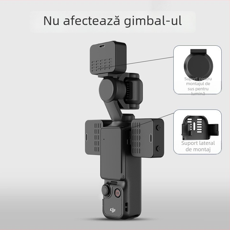 Lumină LED pentru DJI Pocket 3 (M01) – pentru vlog, utilizare manuală, temperatură de culoare reglabilă 2500K-9900K, Putere sub 10W la 5V