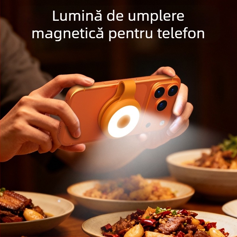 Lumină LED magnetică pentru telefon, model L03, design clip-on pentru mână, sub 10W, cu trei temperaturi de culoare