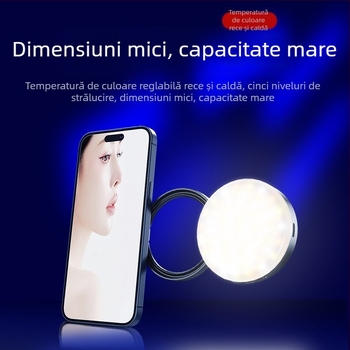 Lumină LED pentru telefon cu atașare magnetică, lampă de buzunar cu oglindă, pentru streaming live, fotografie și video