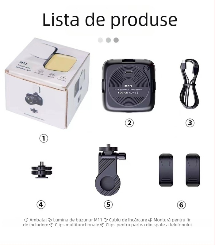 Lumină LED pentru telefon cu atașare magnetică, lampă de buzunar cu oglindă, pentru streaming live, fotografie și video