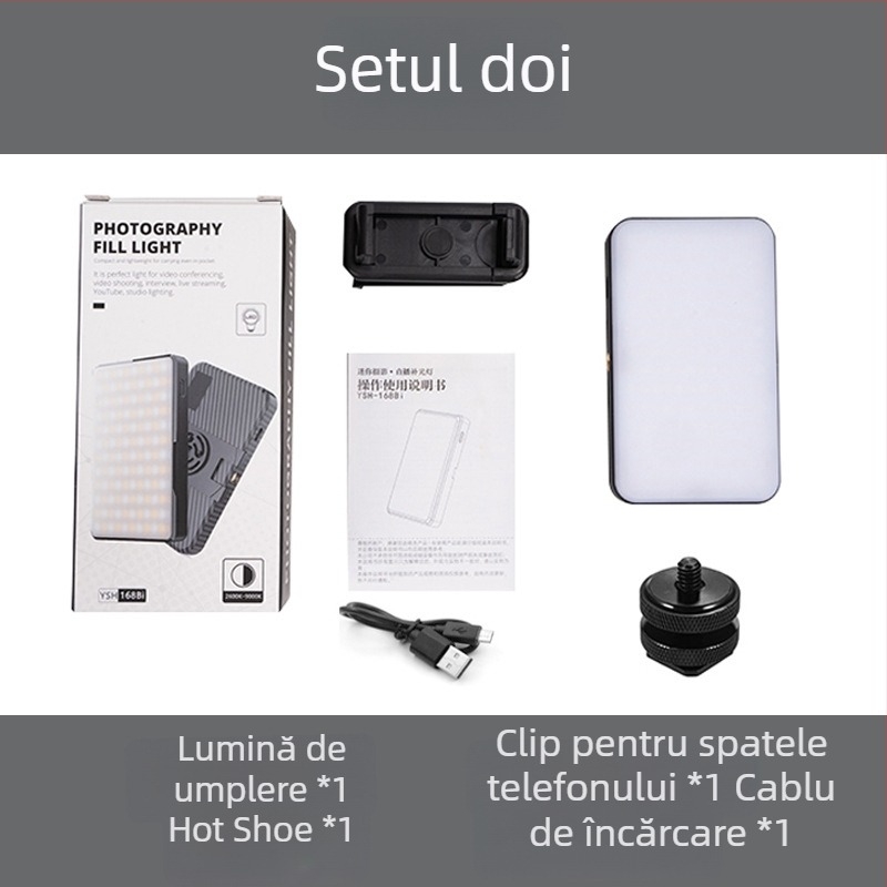 Lumină LED pentru telefon cu atașare magnetică, lampă de buzunar cu oglindă, pentru streaming live, fotografie și video
