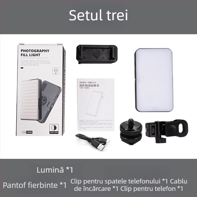 Lumină LED pentru telefon cu atașare magnetică, lampă de buzunar cu oglindă, pentru streaming live, fotografie și video